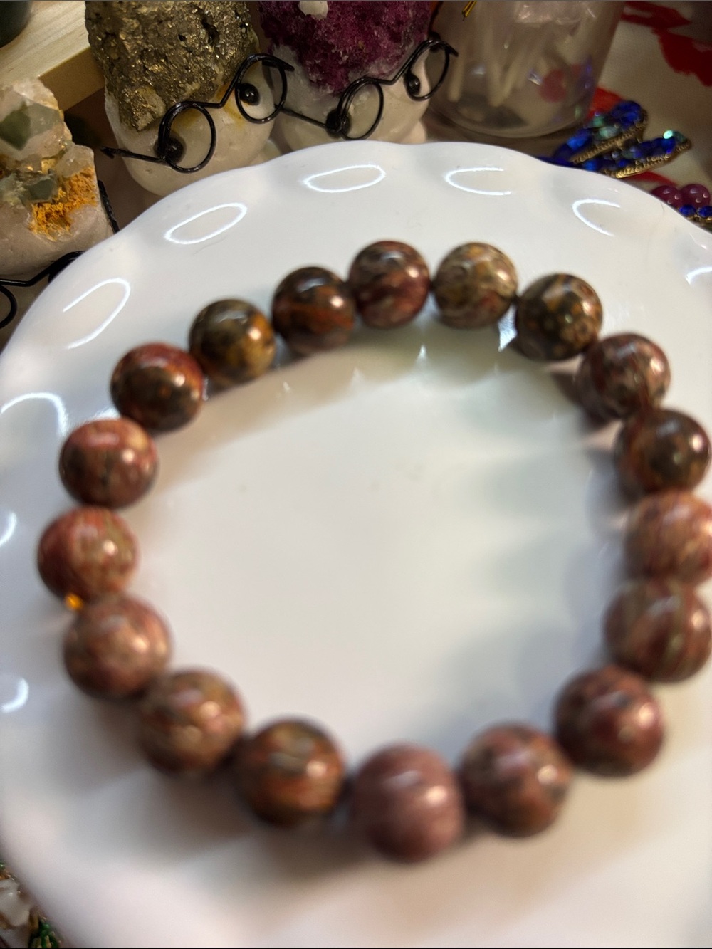 Leopard Skin Jasper 10mm Beaded Bracelet — Healing Bracelet